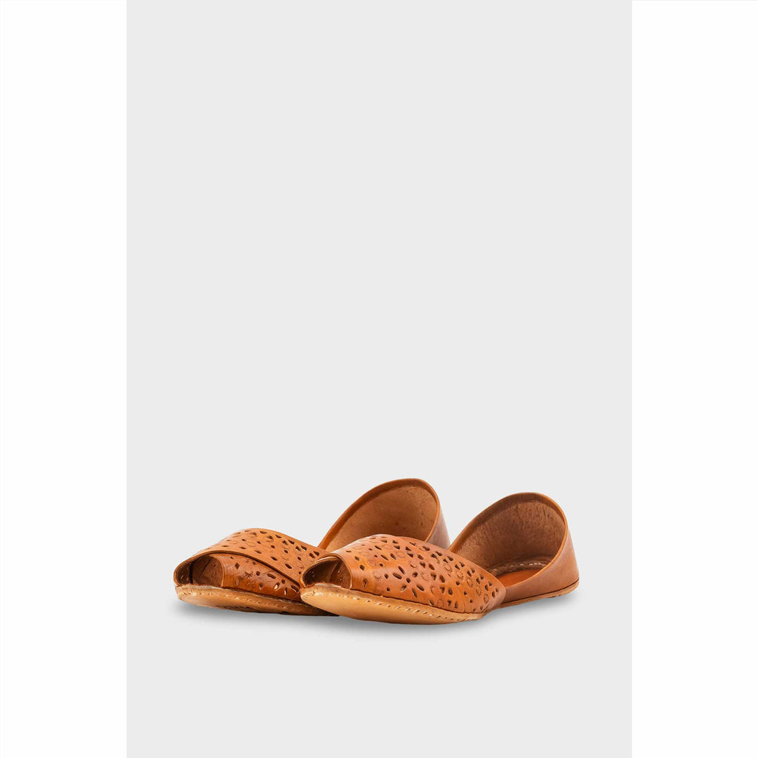 Mustard Leather Khussa For Women EC8714