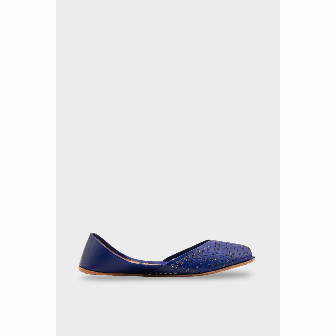 Blue Leather Khussa For Women EC8714