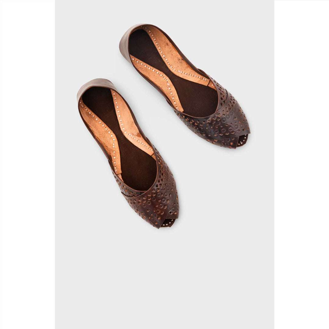 Coffee Leather Khussa For Women EC8714