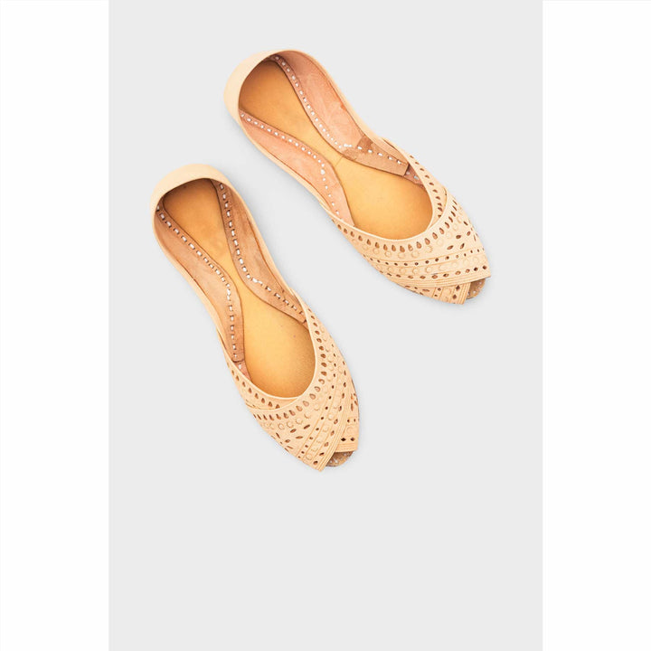 Beige Leather Khussa For Women EC8714