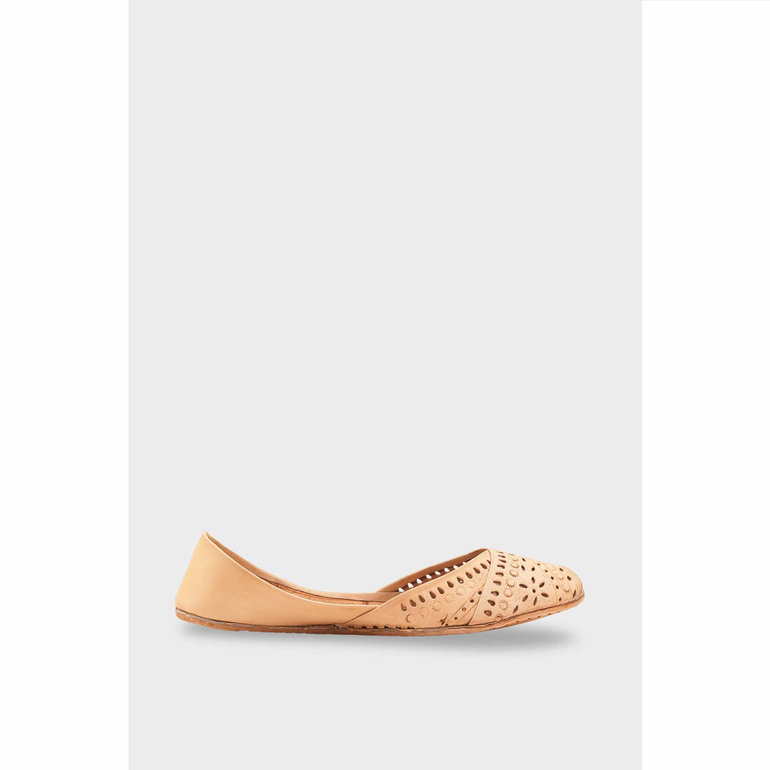 Beige Leather Khussa For Women EC8714