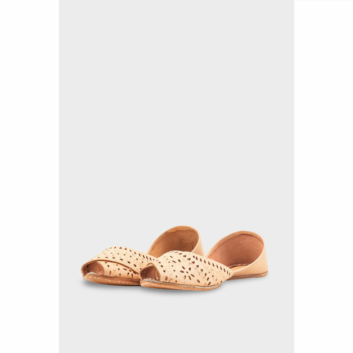 Beige Leather Khussa For Women EC8714