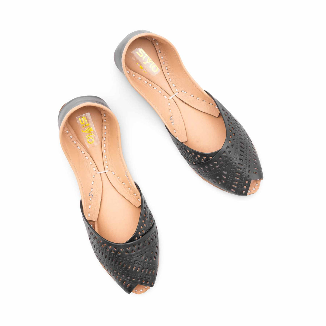 Black Ethnic Khussa For Ladies EC8742