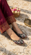 Black Leather Khussa For Women EC8758