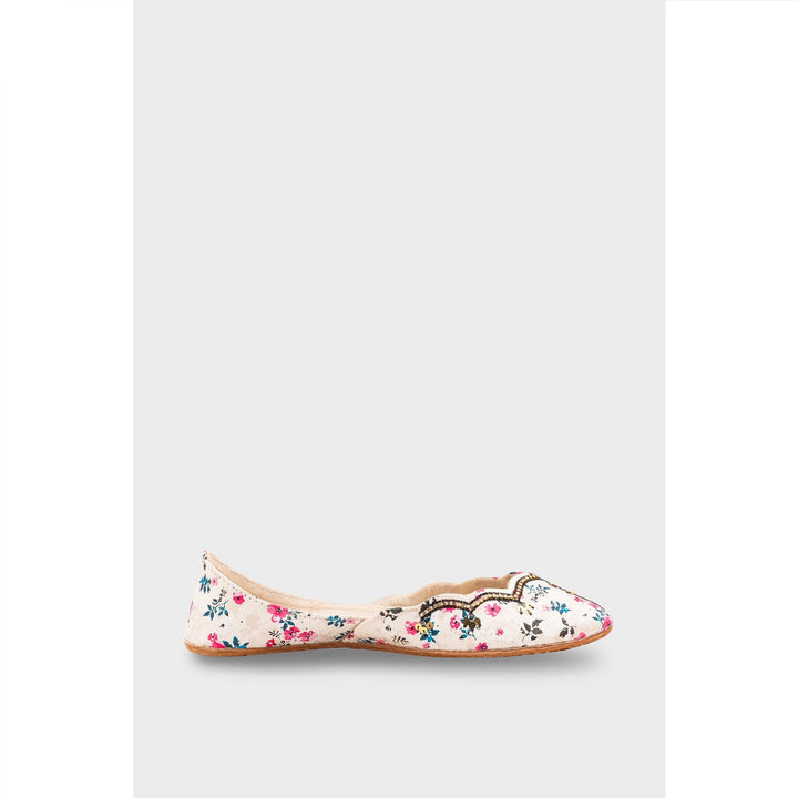White Leather Khussa For Women EC8758