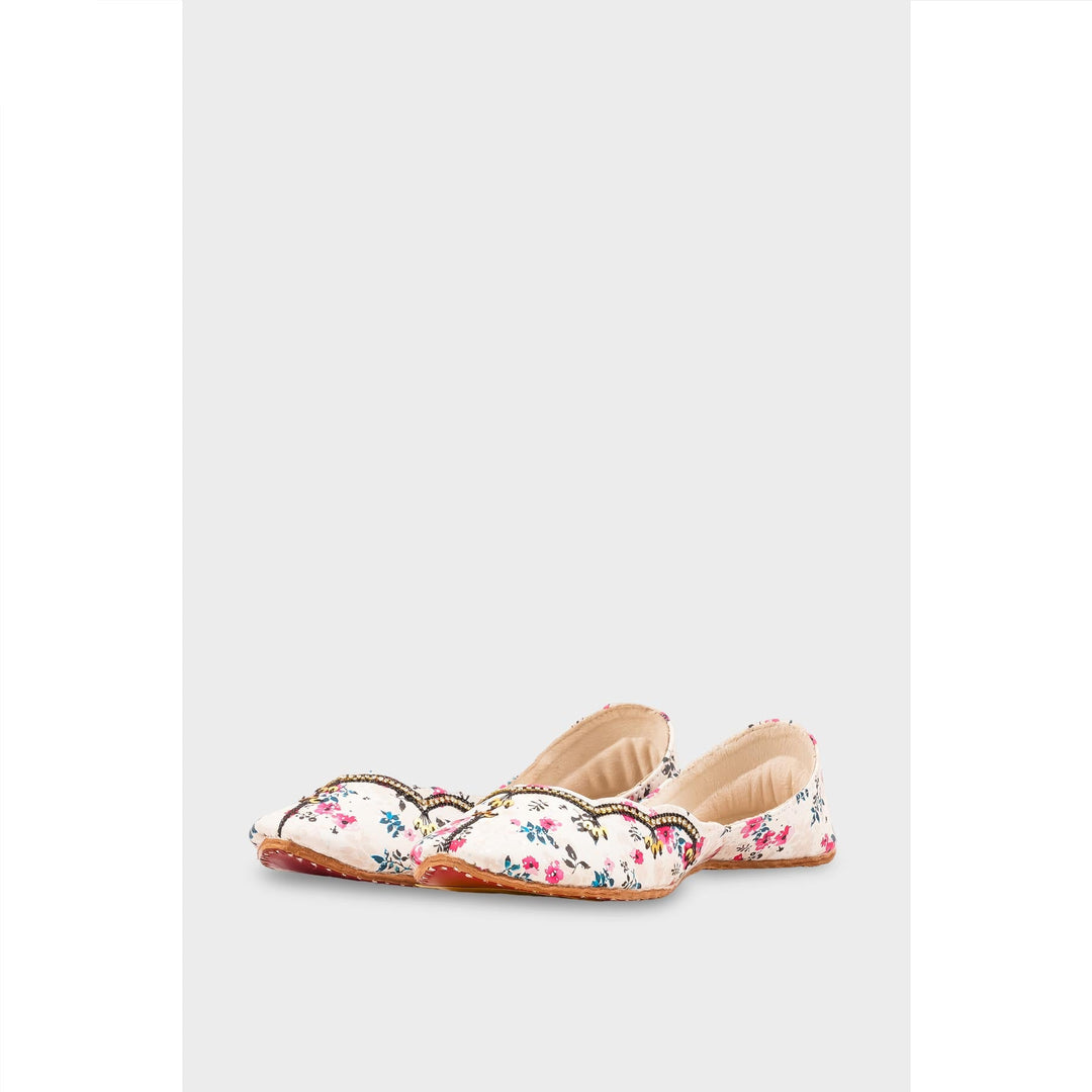 White Leather Khussa For Women EC8758
