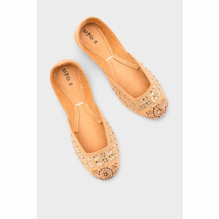Fawn Leather Khussa For Women EC8762