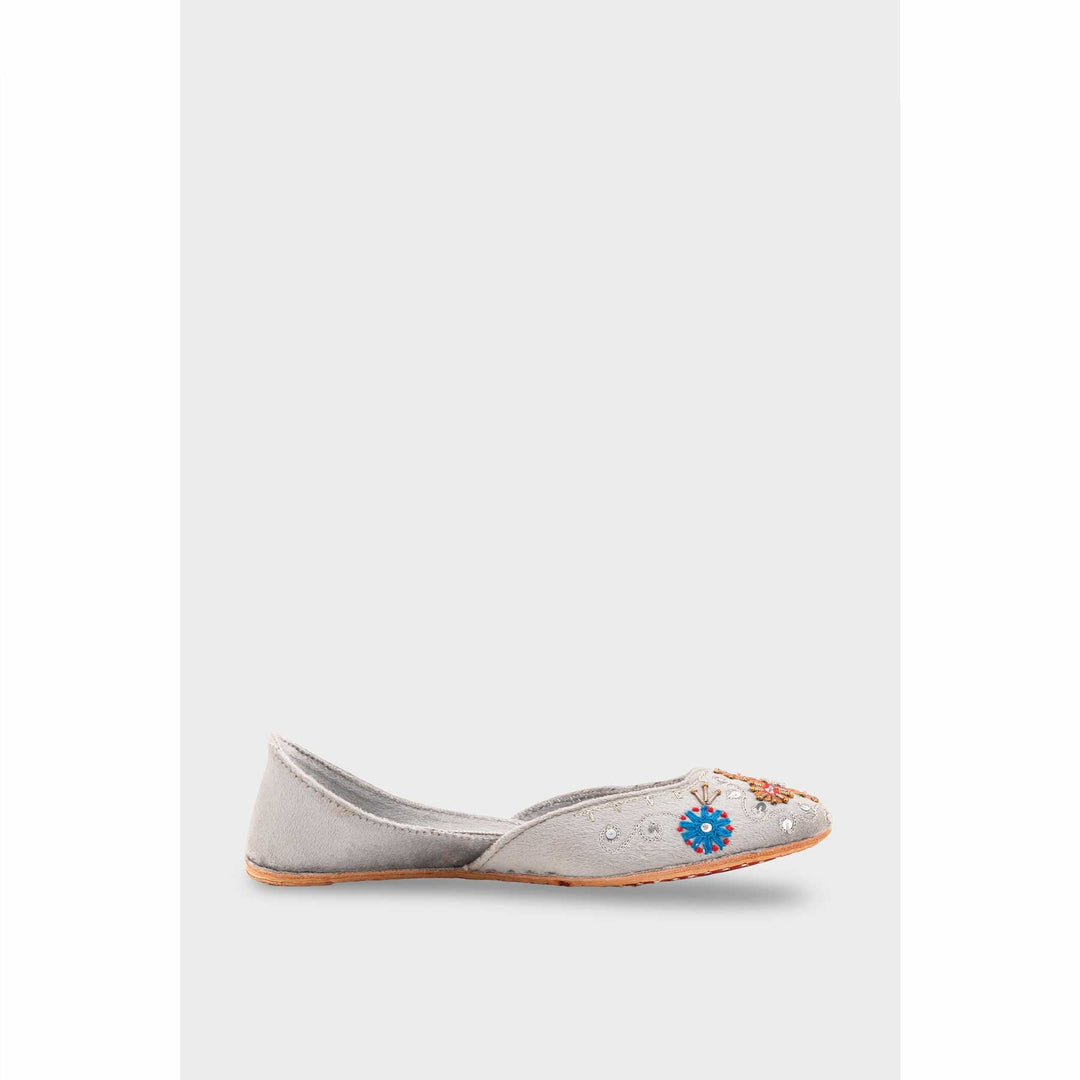 Grey Leather Khussa For Women EC8763