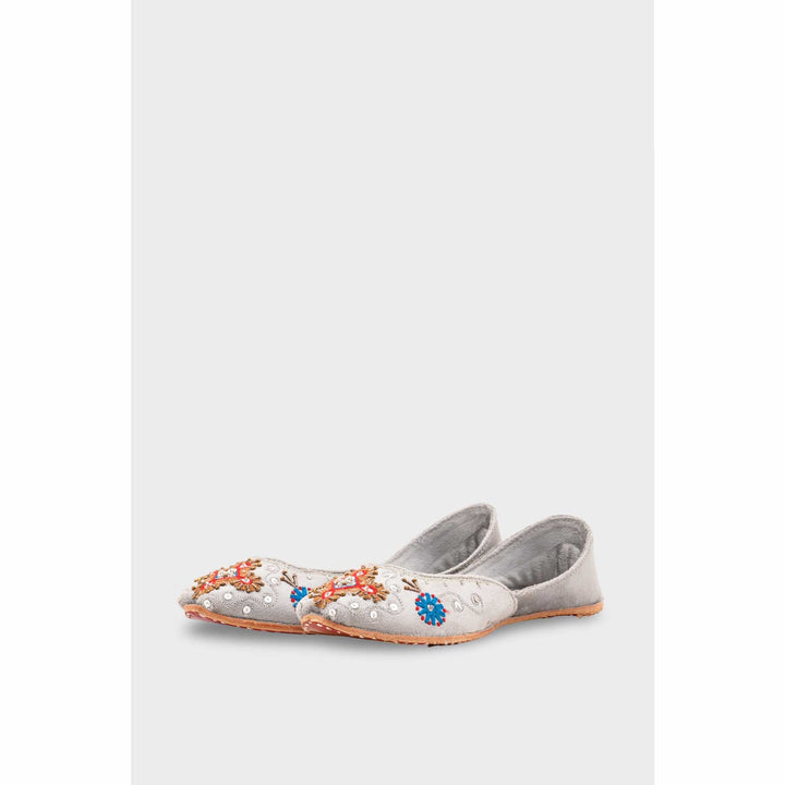 Grey Leather Khussa For Women EC8763