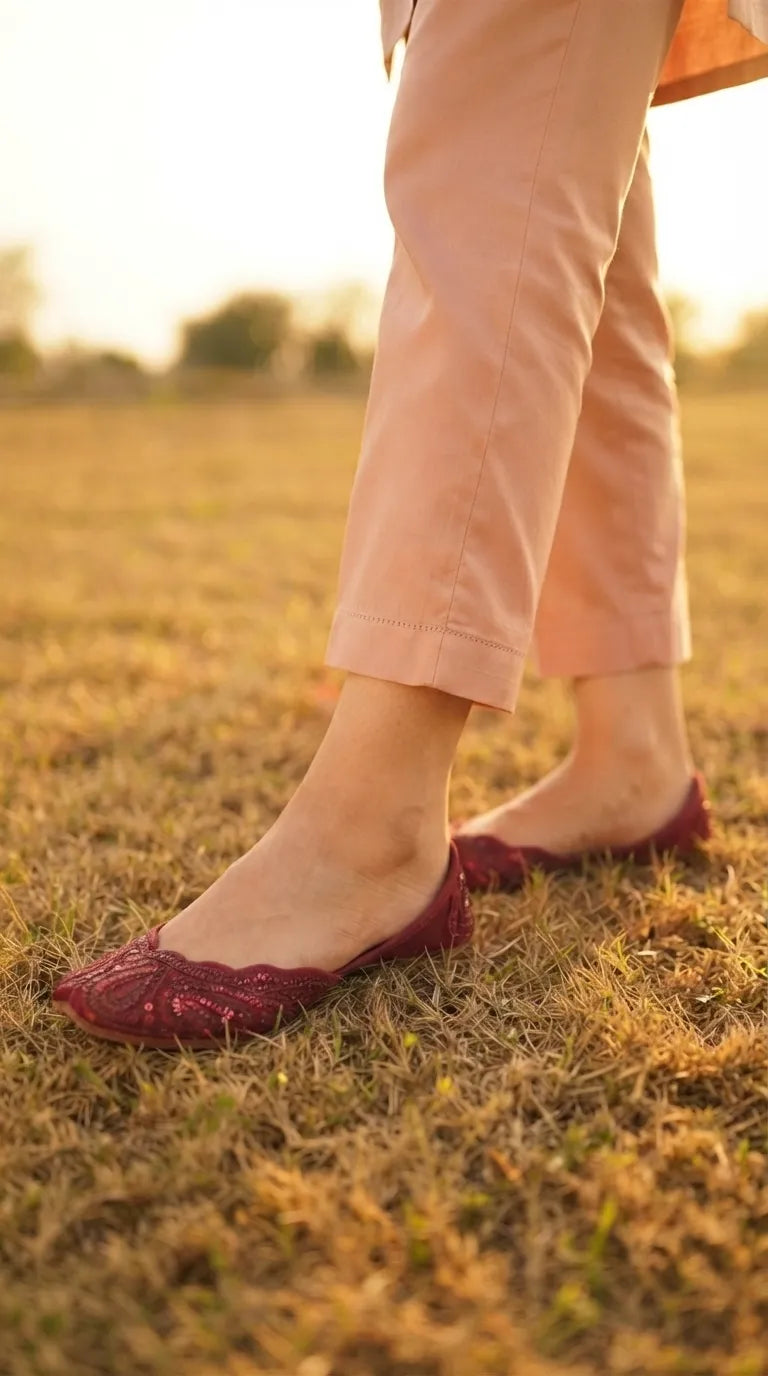 Maroon Ethnic Khussa For Ladies EC8774