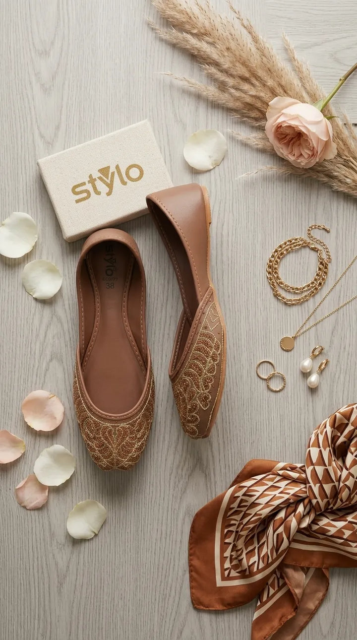 Brown Ethnic Khussa For Ladies EC8797