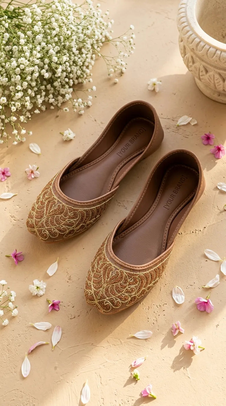Brown Ethnic Khussa For Ladies EC8797