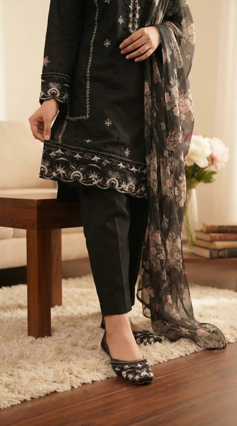 Black Ethnic Khussa For Ladies EC8816