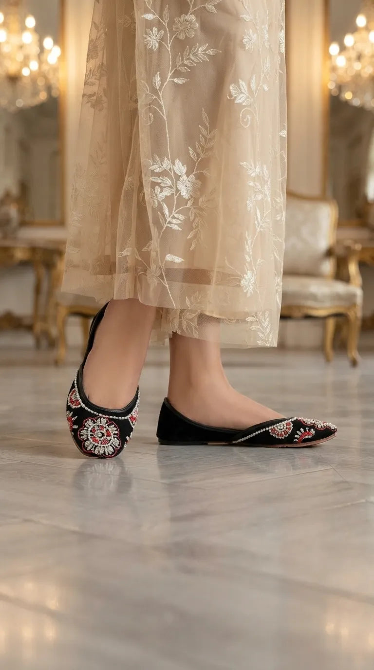 Black Ethnic Khussa For Women EC8818