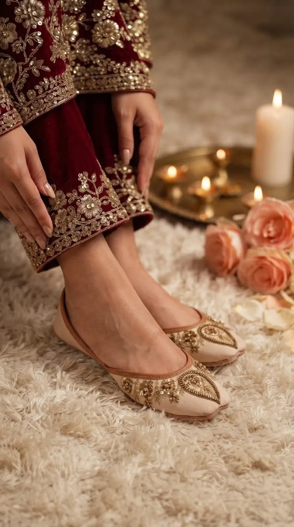 Fawn Fancy Khussa For Ladies EC8825