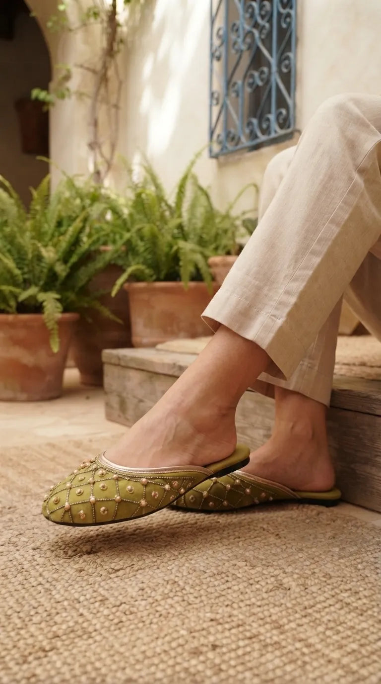 Mehndi Ethnic Khussa For Ladies EC8839
