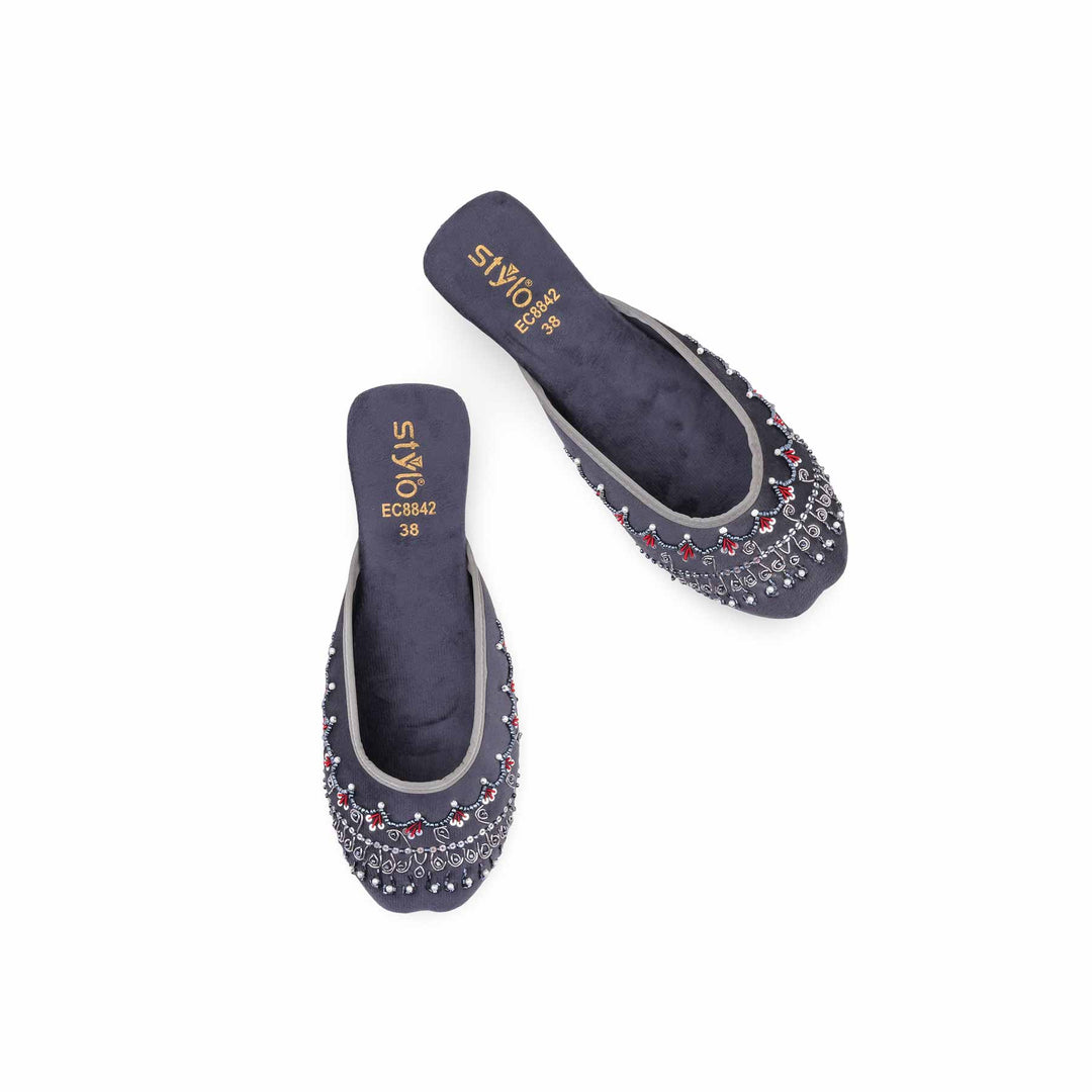 Black FancyBack Open Khussa For Women EC8842