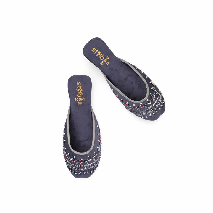 Black FancyBack Open Khussa For Women EC8842
