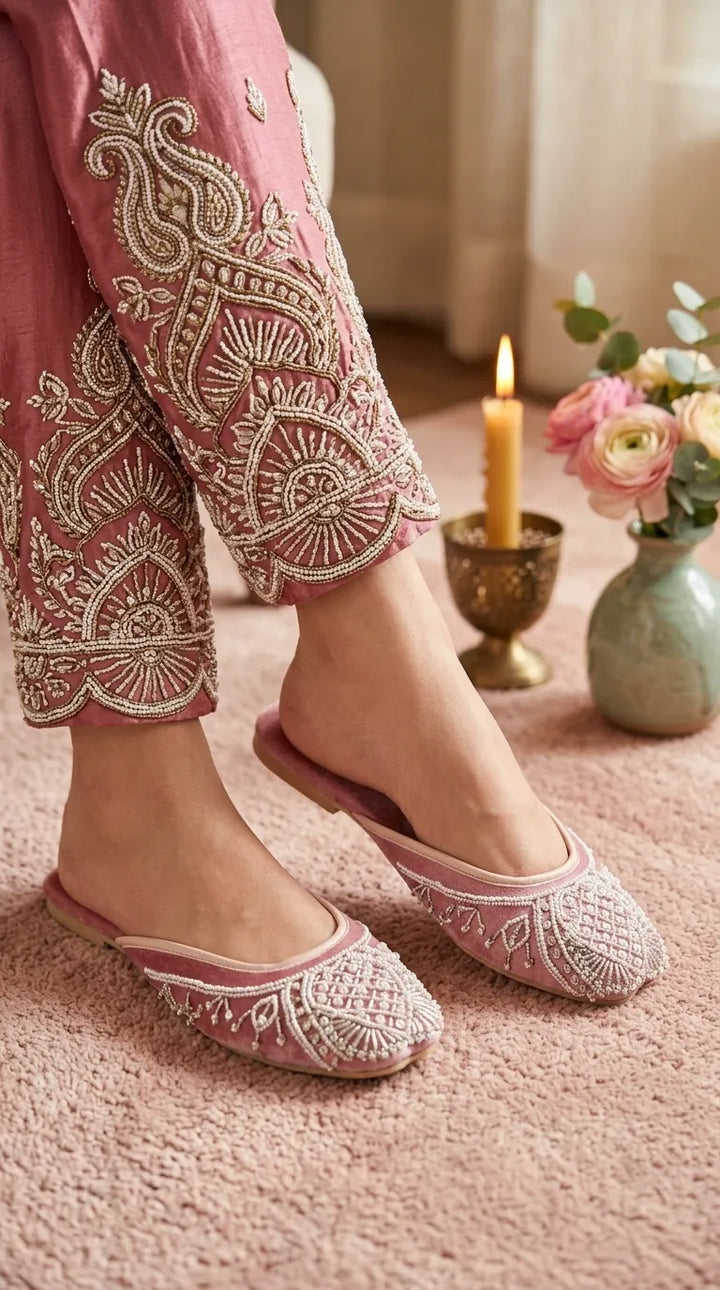 Pink Ethnic Back Open Khussa For Ladies EC8843