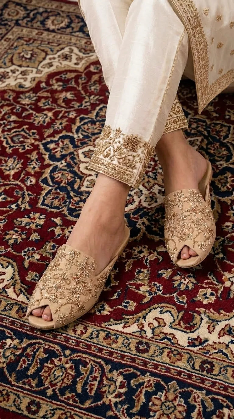 Fawn Fancy Back Open Khussa For Ladies EC8846