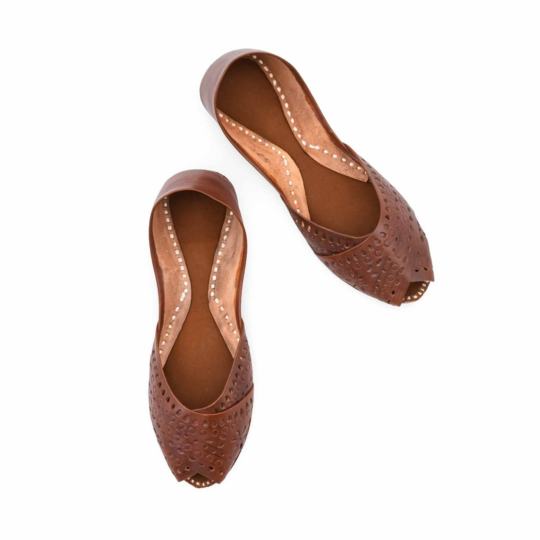 Brown Leather Khussa For Women EC8864