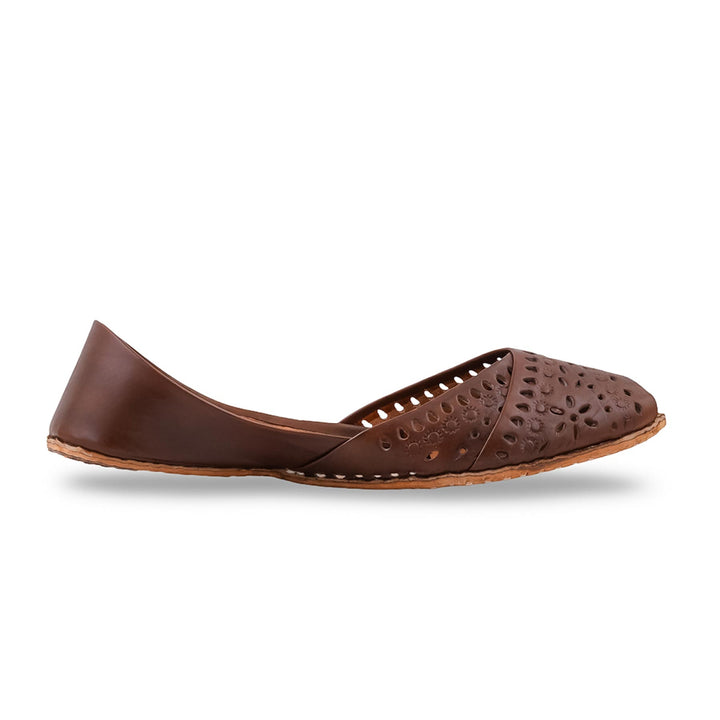 Brown Leather Khussa For Women EC8864