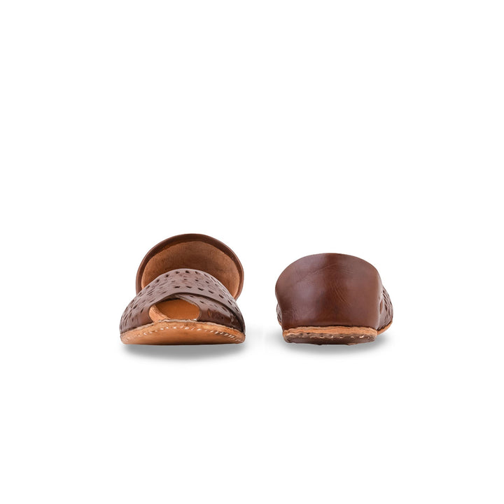Brown Leather Khussa For Women EC8864