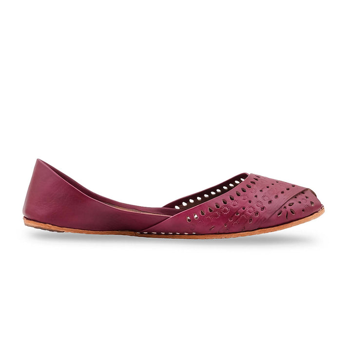 Maroon Leather Khussa For Women EC8864