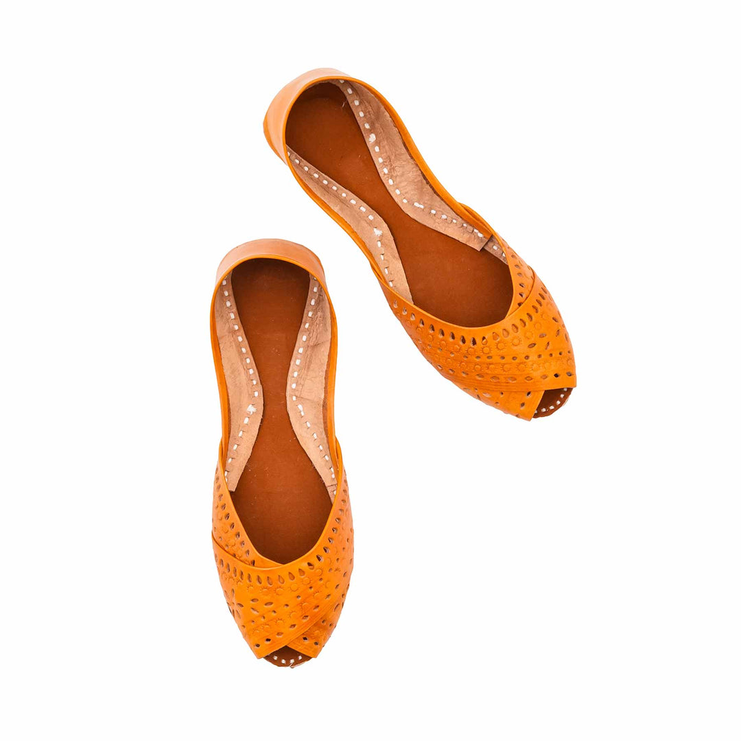 Mustard Leather Khussa For Women EC8864