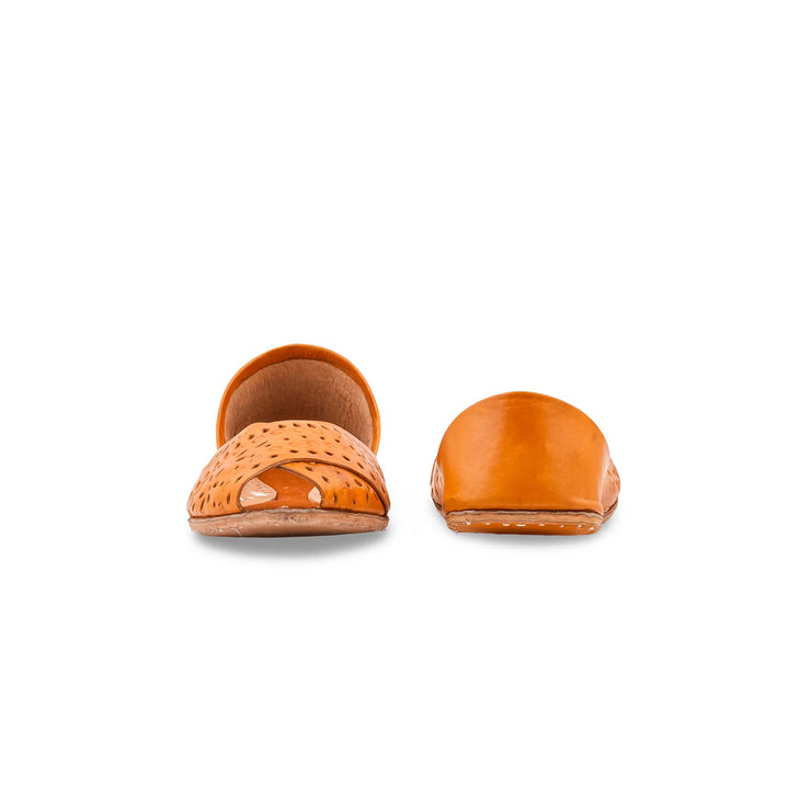 Mustard Leather Khussa For Women EC8864