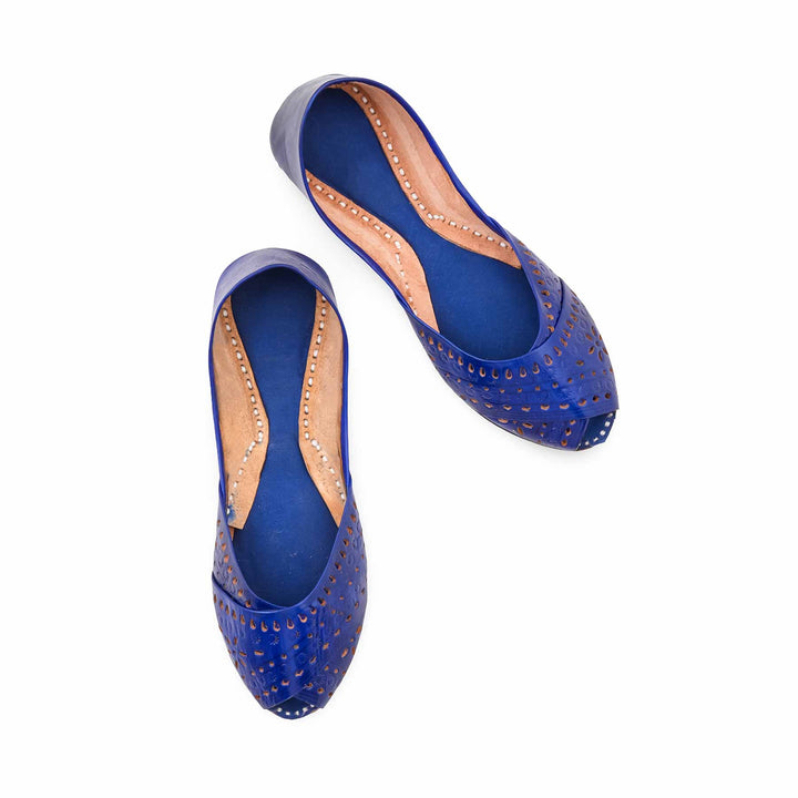 Blue Leather Khussa For Women EC8864