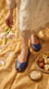 Blue Leather Khussa For Women EC8864