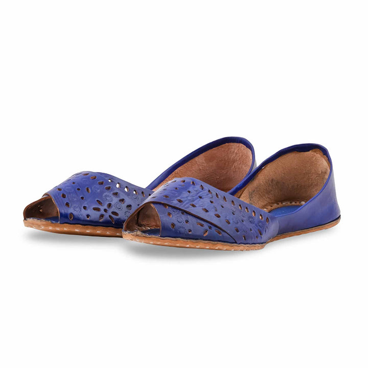 Blue Leather Khussa For Women EC8864
