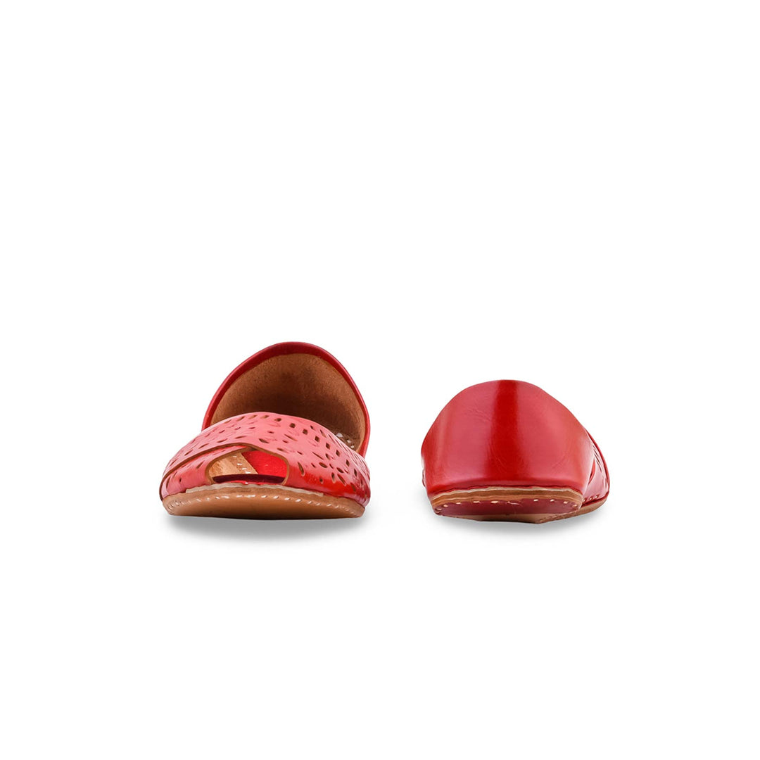 Red Leather Khussa For Women EC8864