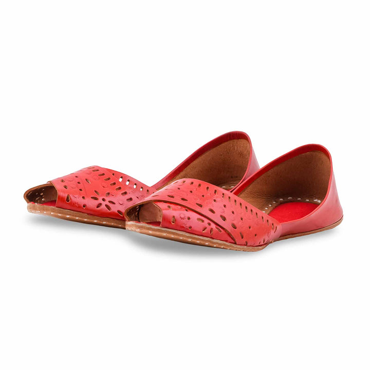 Red Leather Khussa For Women EC8864