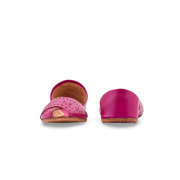 Pink Leather Khussa For Women EC8864