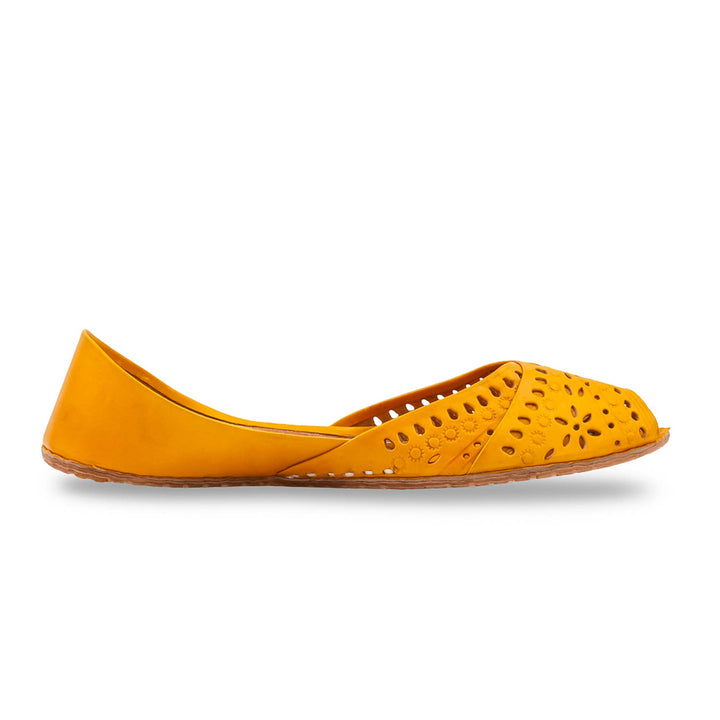 Yellow Leather Khussa For Women EC8864