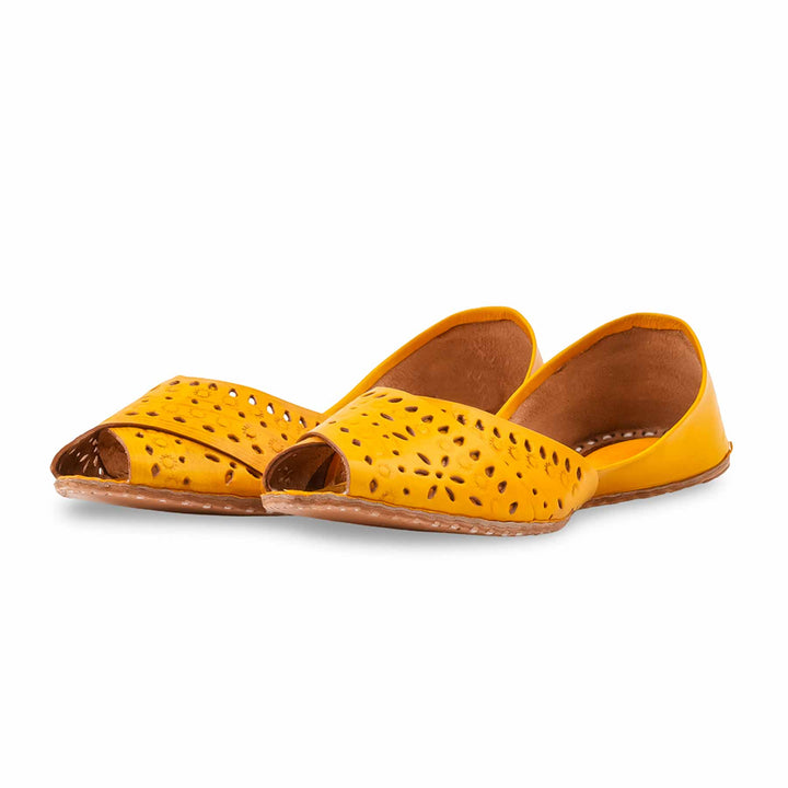 Yellow Leather Khussa For Women EC8864