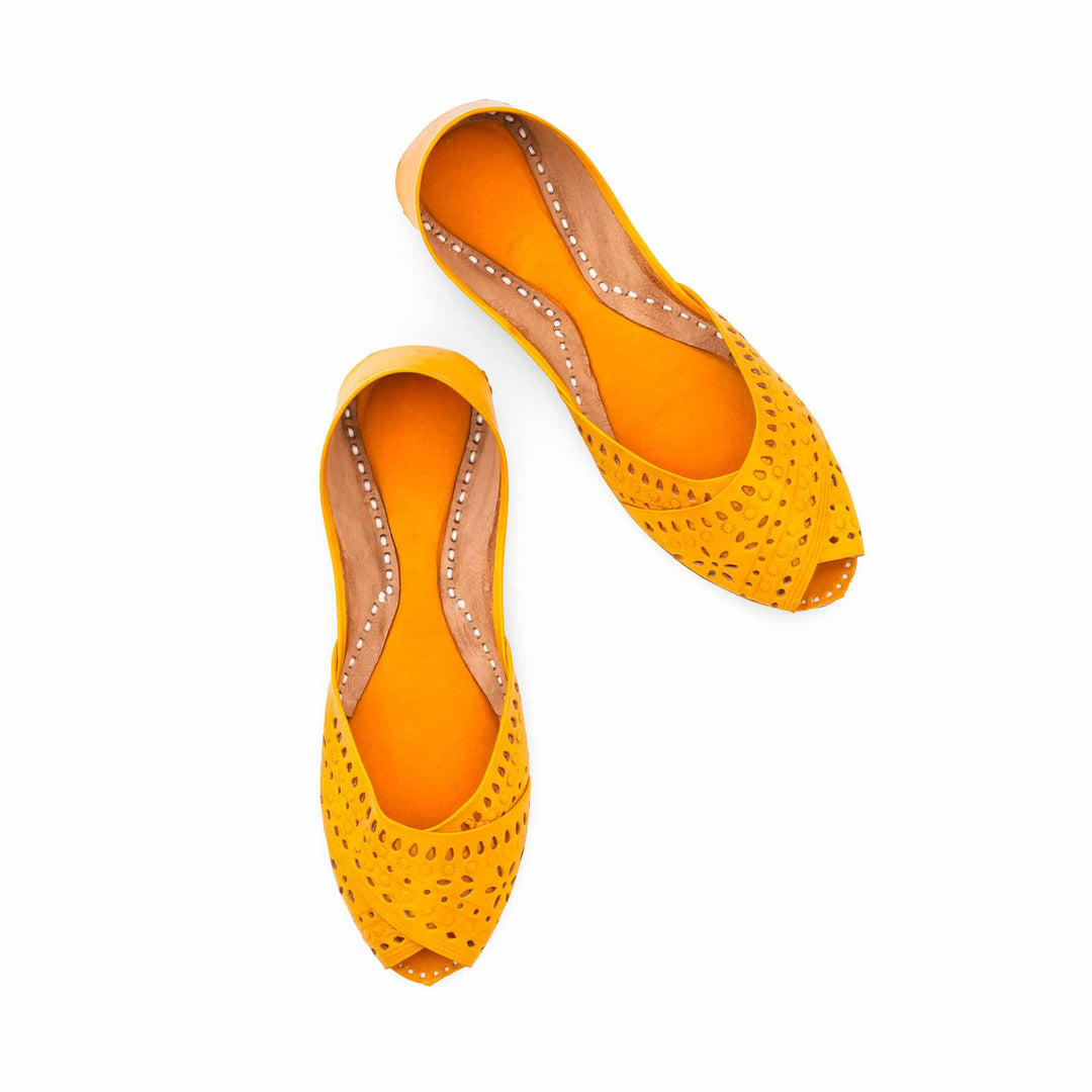 Yellow Leather Khussa For Women EC8864