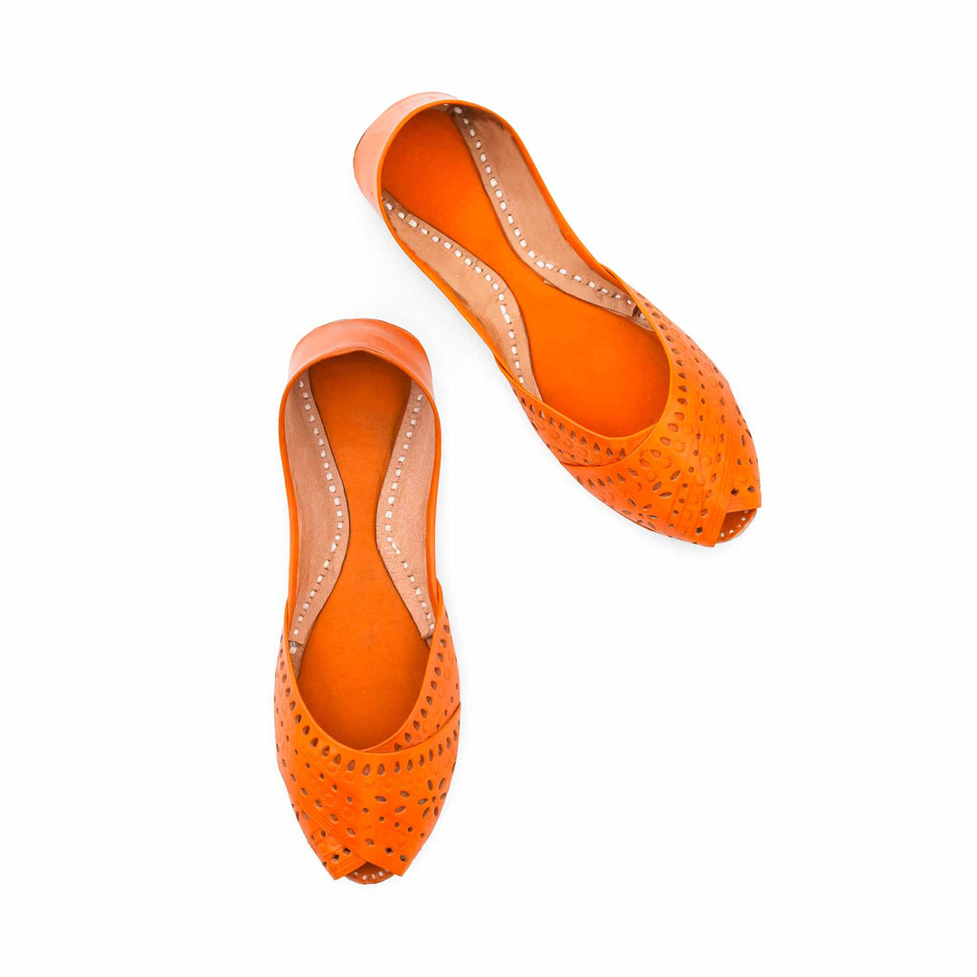 Orange Leather Khussa For Women EC8864