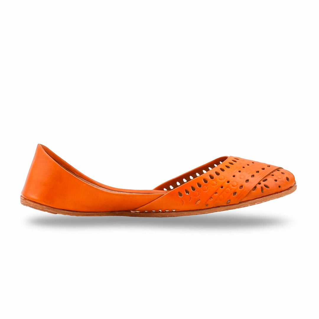 Orange Leather Khussa For Women EC8864