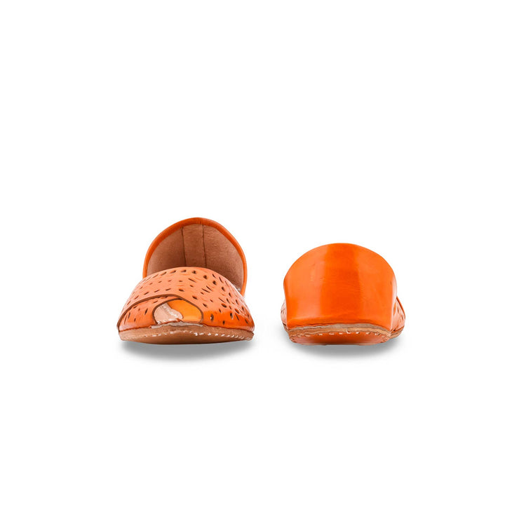 Orange Leather Khussa For Women EC8864