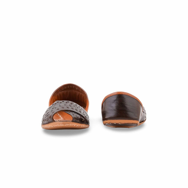 Coffee Leather Khussa For Women EC8864