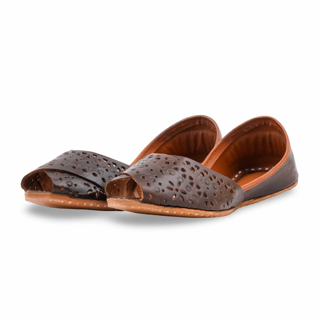 Coffee Leather Khussa For Women EC8864