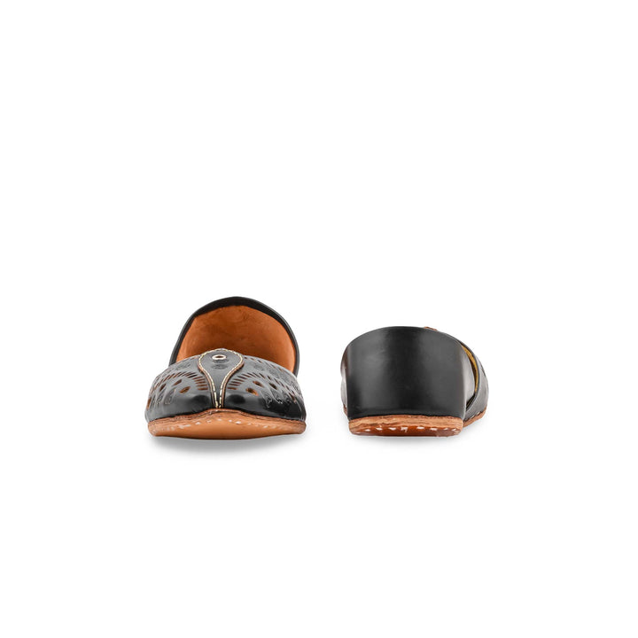 Black Leather Khussa For Women EC8865