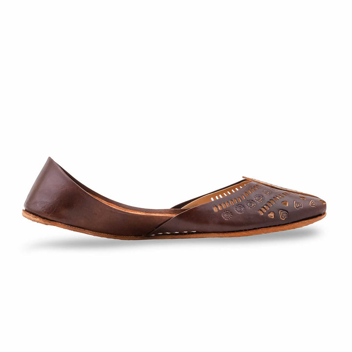 Brown Leather Khussa For Women EC8865