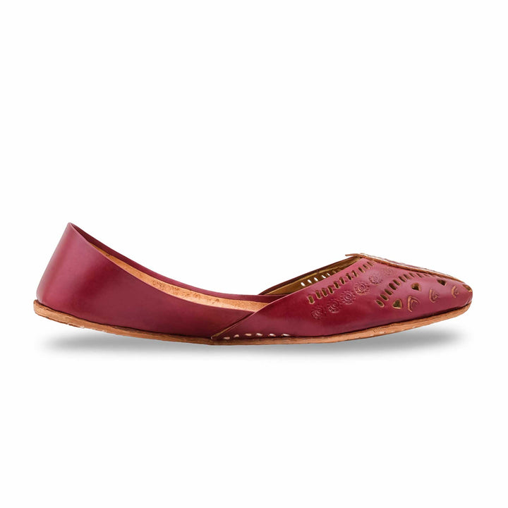Maroon Leather Khussa For Women EC8865