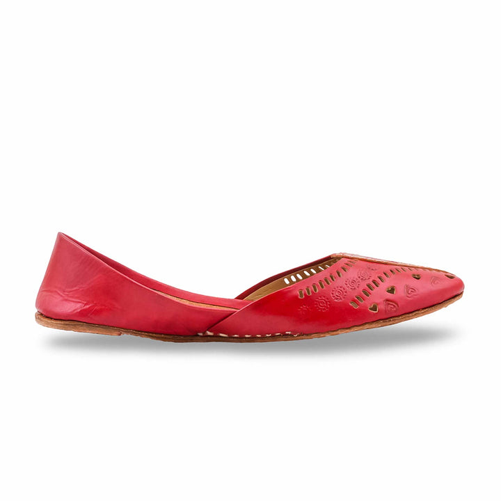 Red Leather Khussa For Women EC8865