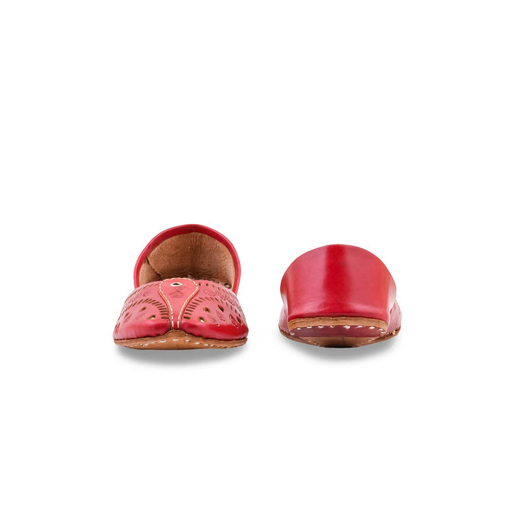 Red Leather Khussa For Women EC8865