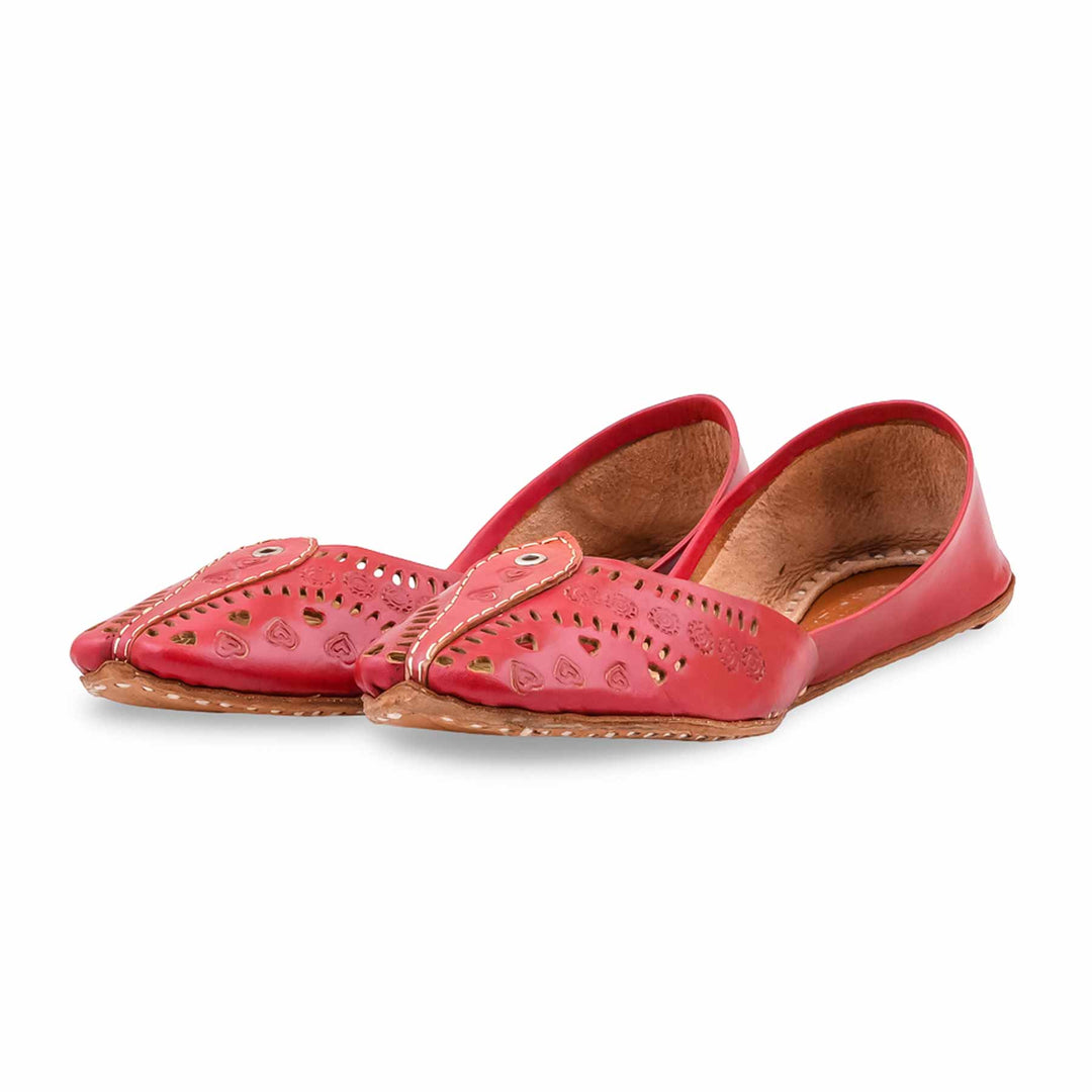 Red Leather Khussa For Women EC8865